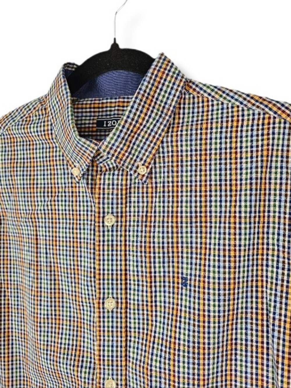 Izod Sz M Multicolor Plaid Check Long Sleeve Button Down Shirt Western Country